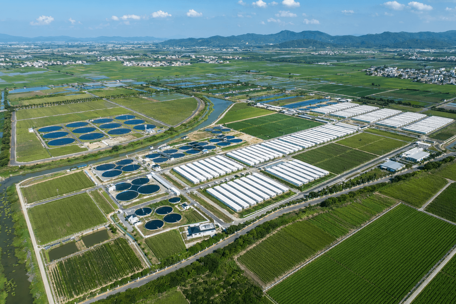 Aerial view of Tianmei Agriculture base and circular agriculture planning